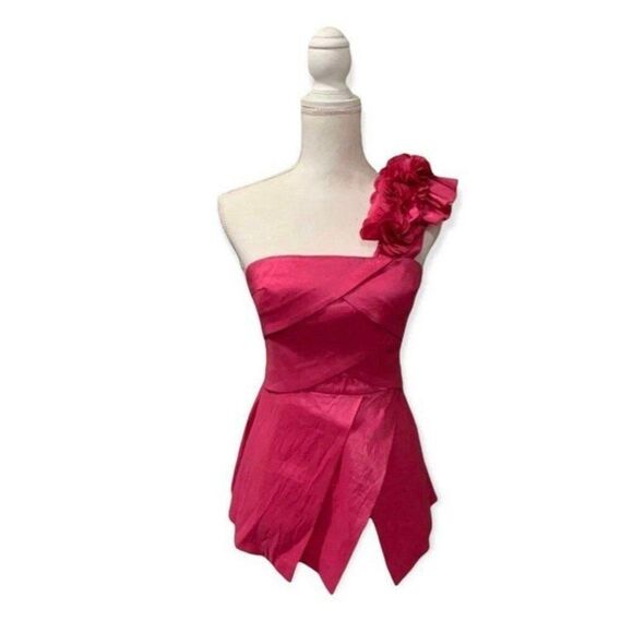 Betsey Johnson Inspired Retro Vintage Fun Rebel Glam Chic Pink One Shoulder Top - Picture 2 of 12